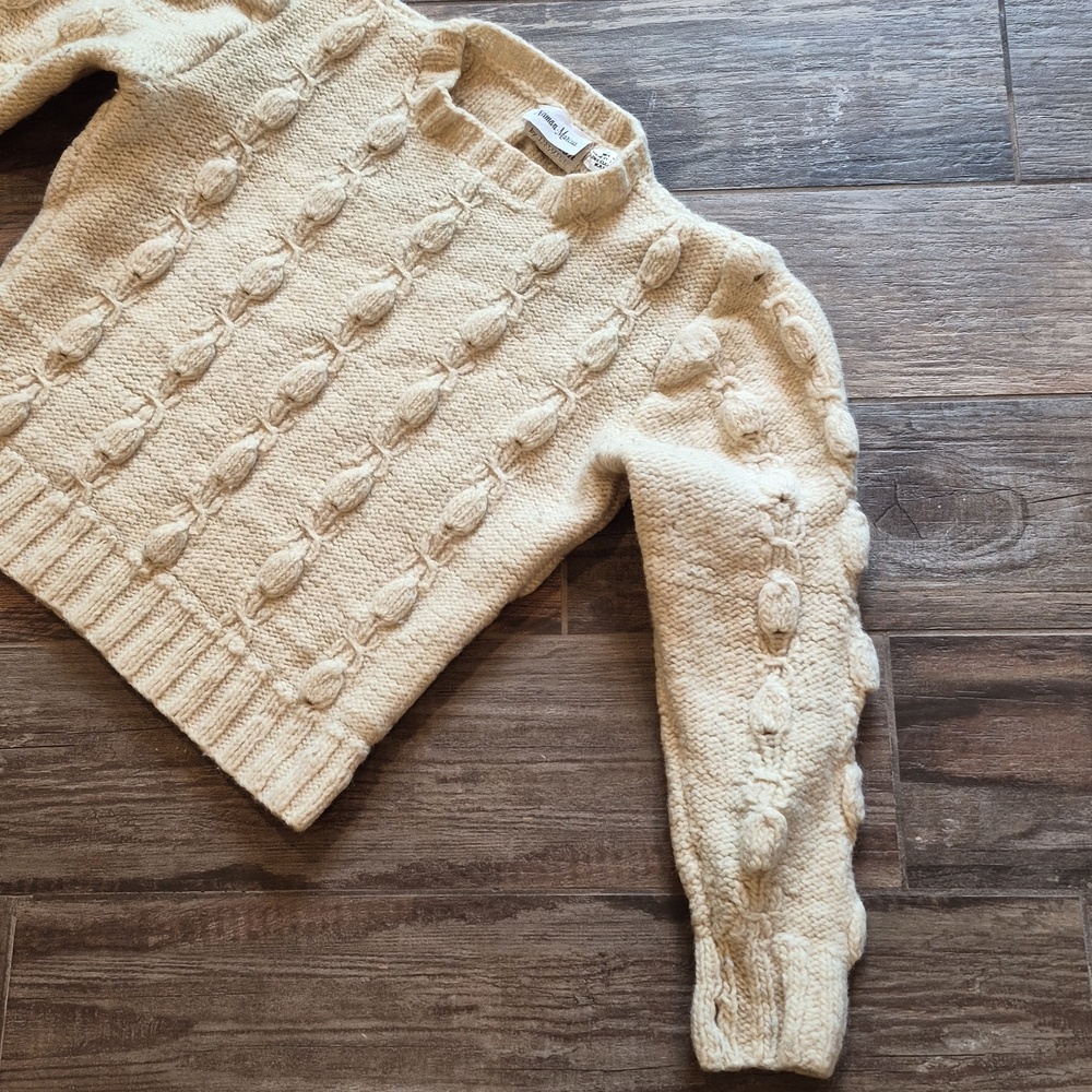 Vtg Neiman Marcus 100% Wool 3/4 Puff Sleeve Knit Sweater, XS - Picture 3 of 16